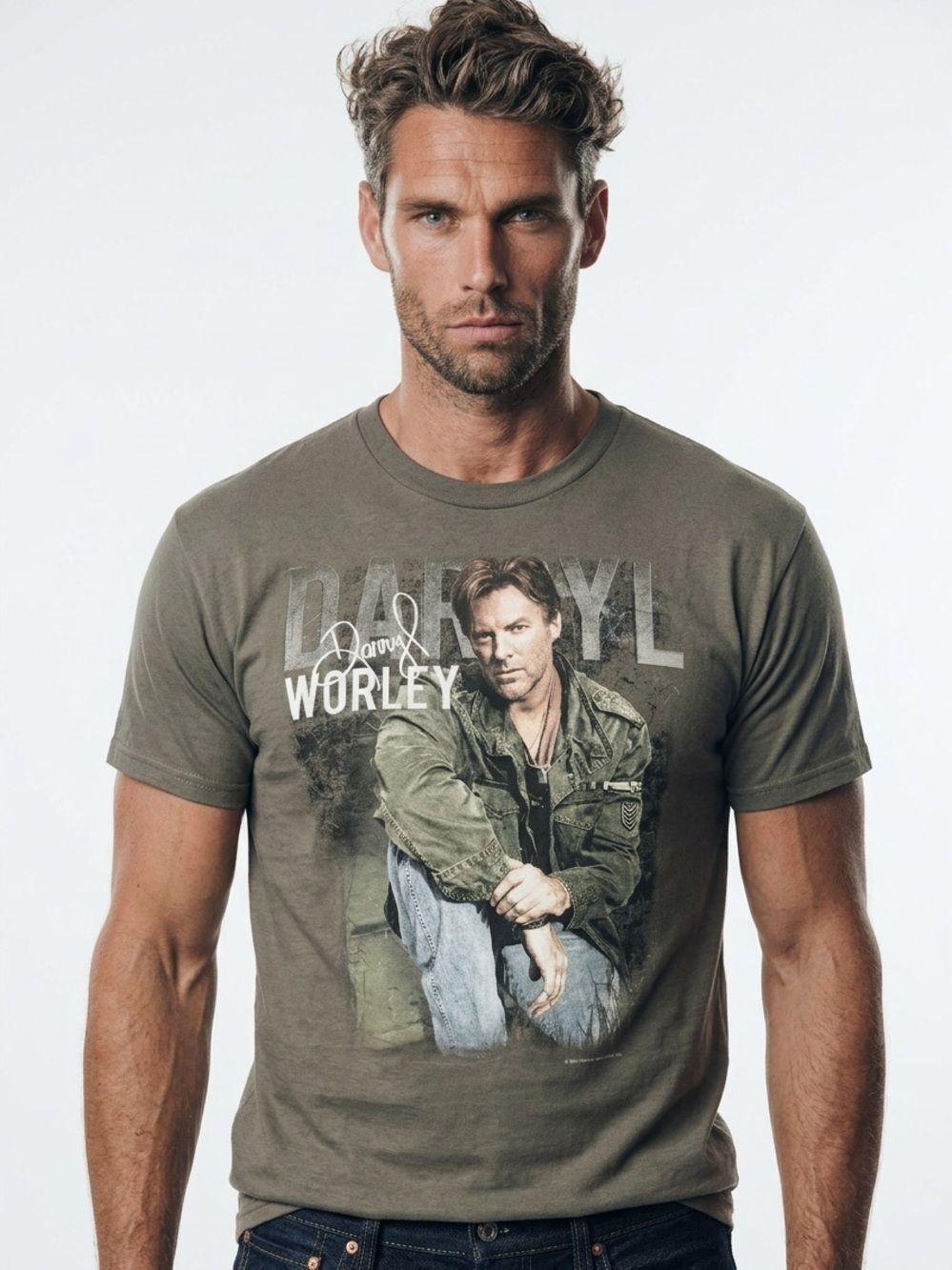 DARRYL WORLEY Two Sided Tee Brown Short Sleeve Unisex Size Medium